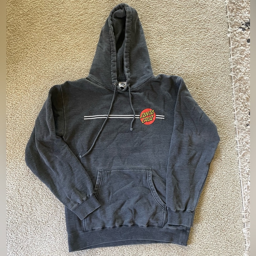 Santa Cruz Skateboards Classic Dot Pullover Hoodie Charcoal Gray S Skate Logo